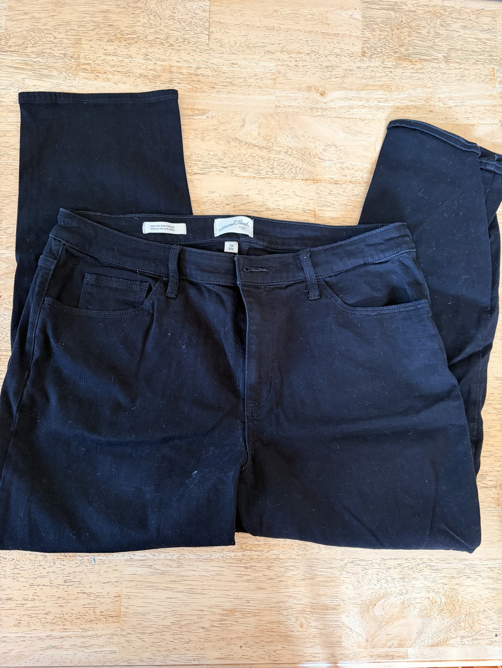 Universal Thread High Rise Slim Straight Black Jeans Size 16W